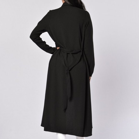 Black Lapel Trench Coat - Picture 4 of 8